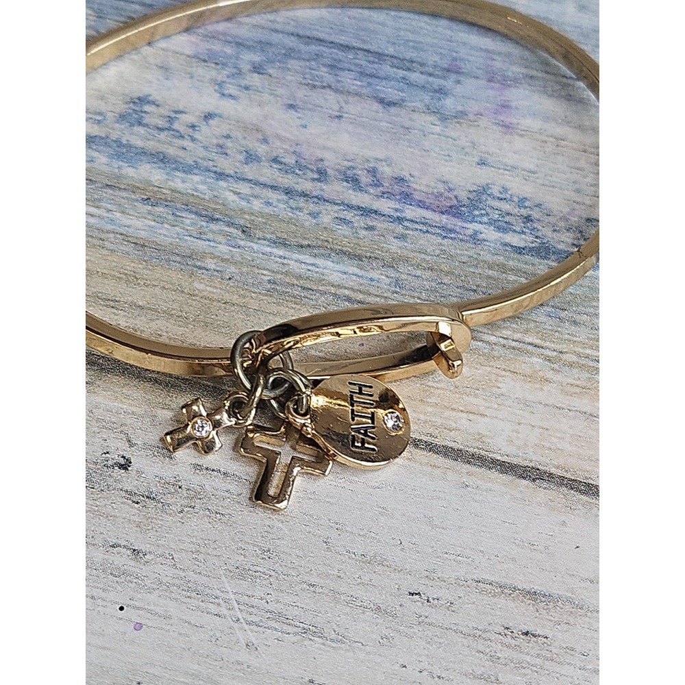 Faith Cross Gold Tone Bracelet